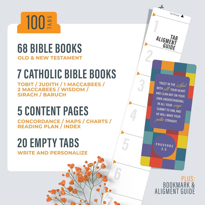 OFFILICIOUS Yellow & Blue Bible Book Tabs, 100 Soft-Touch, Laminated, Rainbow Bible Tabs for Bible, Protestant & Catholic Bible Tabs, Mini Bible Tabs for Women & Men - Image 2